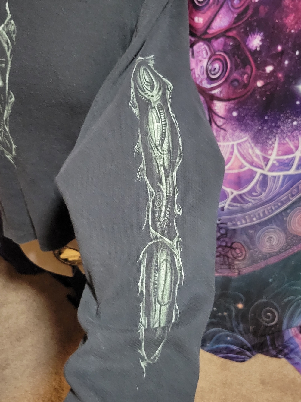 HR Gieger Black Long-Sleeve Women's Top with Skull Graphic - Picture 3 of 6